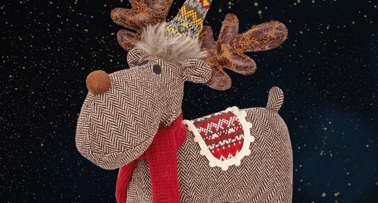Reindeer plushie at Christmas